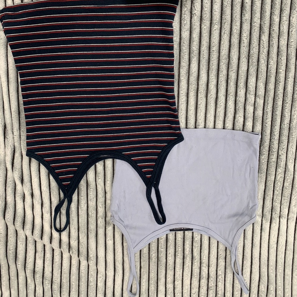 Brandy Melville Bundle Tank Tops: Light Blue/Navy&Red Stripped- One Size